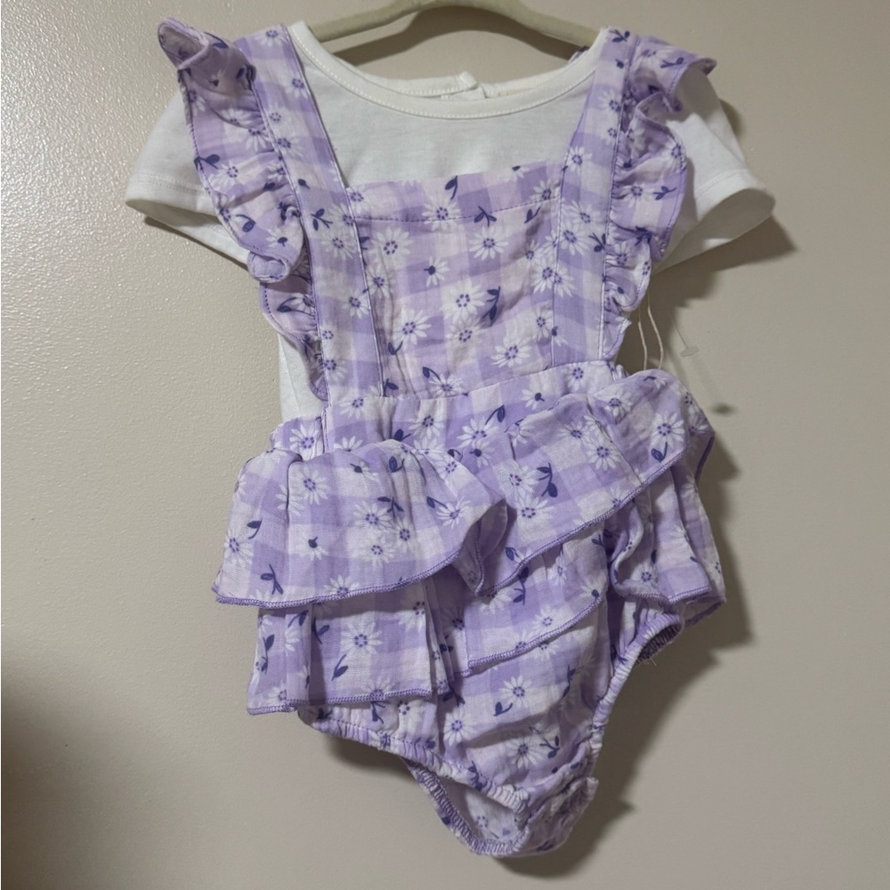 NWOT Purple Floral Baby Romper